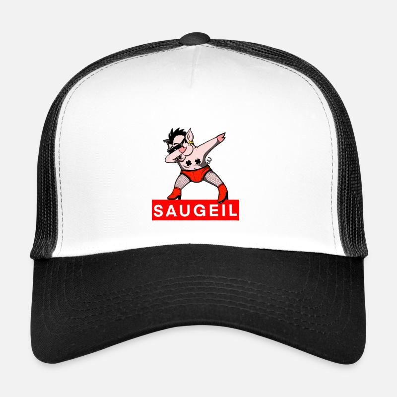 Schwein DAB Saugeil - Trucker Cap - Weiß/Schwarz