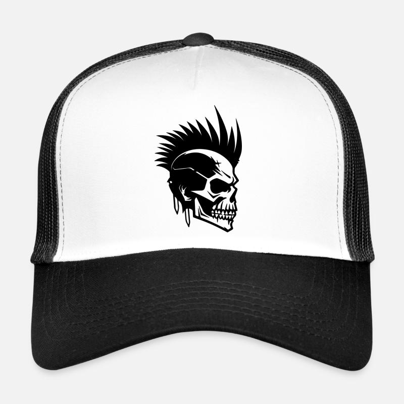 Skull Punk Kunst - Trucker Cap - Weiß/Schwarz