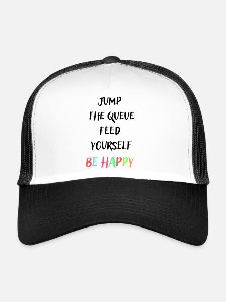Sautez la file d’attente soyez heureux coloré - Casquette trucker  - blanc/noir - Devant