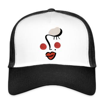Visage abstrait d’une femme - Casquette trucker  - blanc/noir - Devant