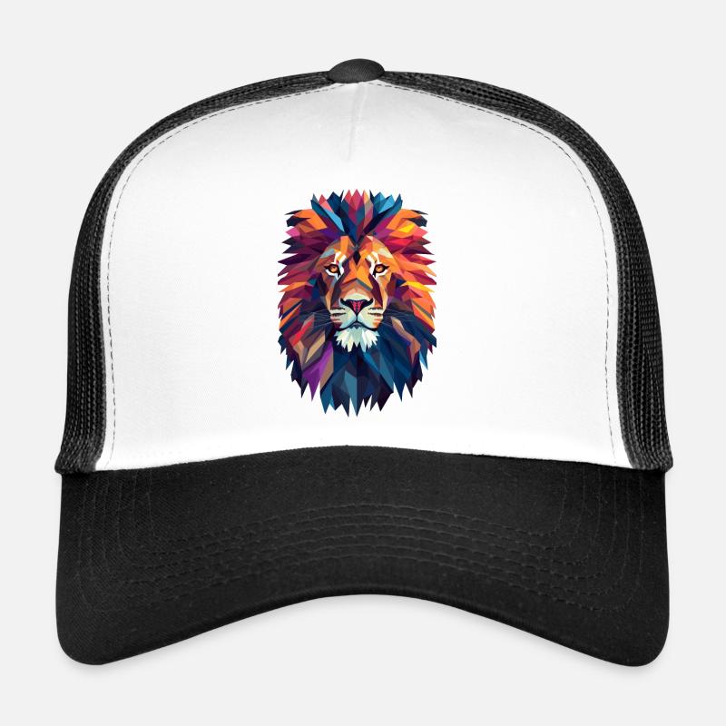 prächtiger Polygon Löwenkopf bunt Löwe Trucker Cap