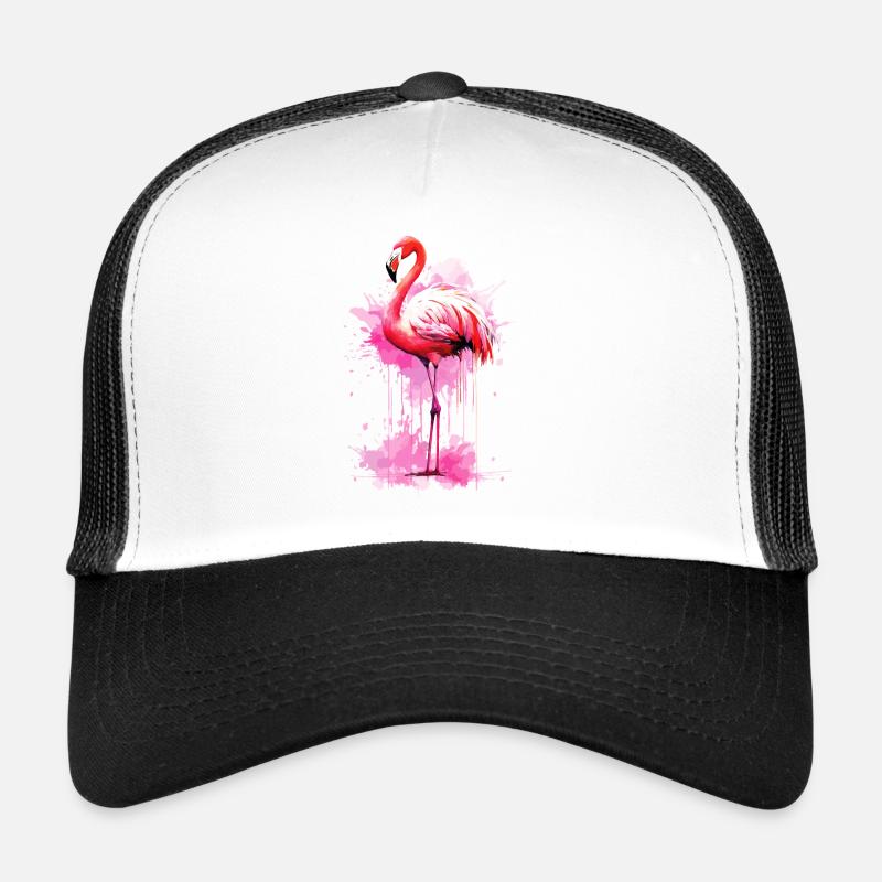 Flamant rose Oiseau Exotique Éclaboussure d’été Rose Casquette trucker 