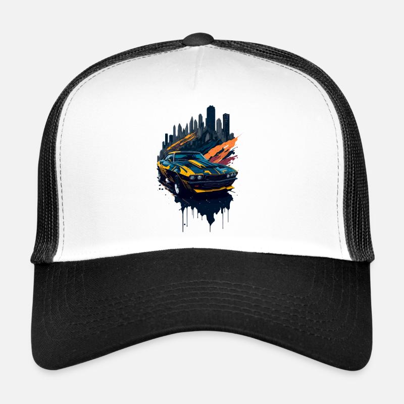 Klassischer Sportwagen - Trucker Cap - Weiß/Schwarz