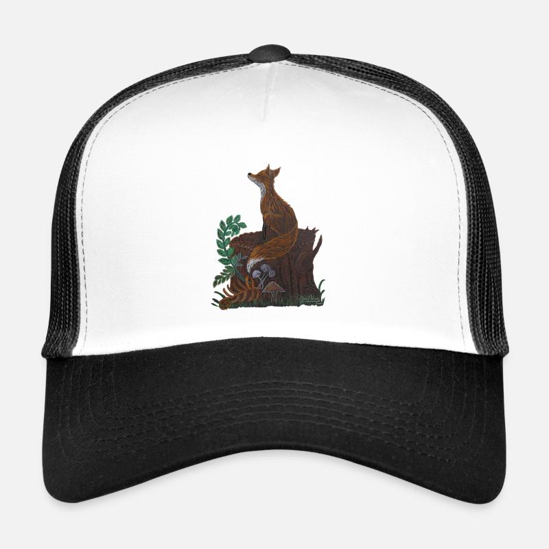 meditative fox - Trucker Cap - white/black