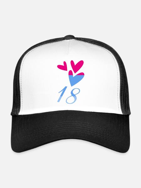 18. 18 YEARS OLD. 18th ANNIVERSARY. BIRTHDAY 18 YEARS. - Trucker Cap - white/black - Front