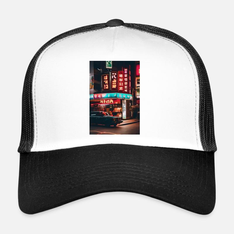 Tokyo Neon II - Trucker Cap - Weiß/Schwarz
