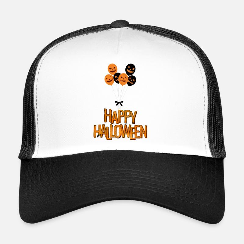 Happy Halloween schwebender Kürbis - Trucker Cap - Weiß/Schwarz