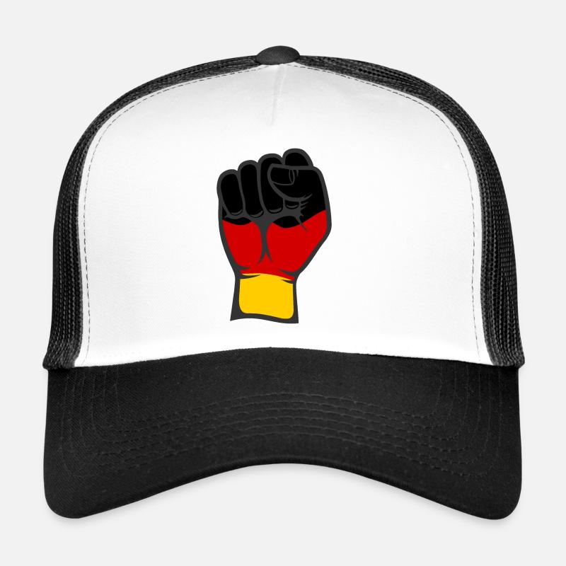 Deutschland Flagge Faust Hand Symbol - Trucker Cap - Weiß/Schwarz