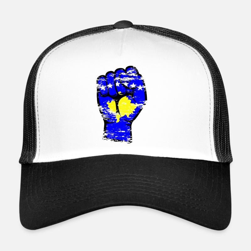 Kosovo Flagge Faust Hand Symbol used Trucker Cap