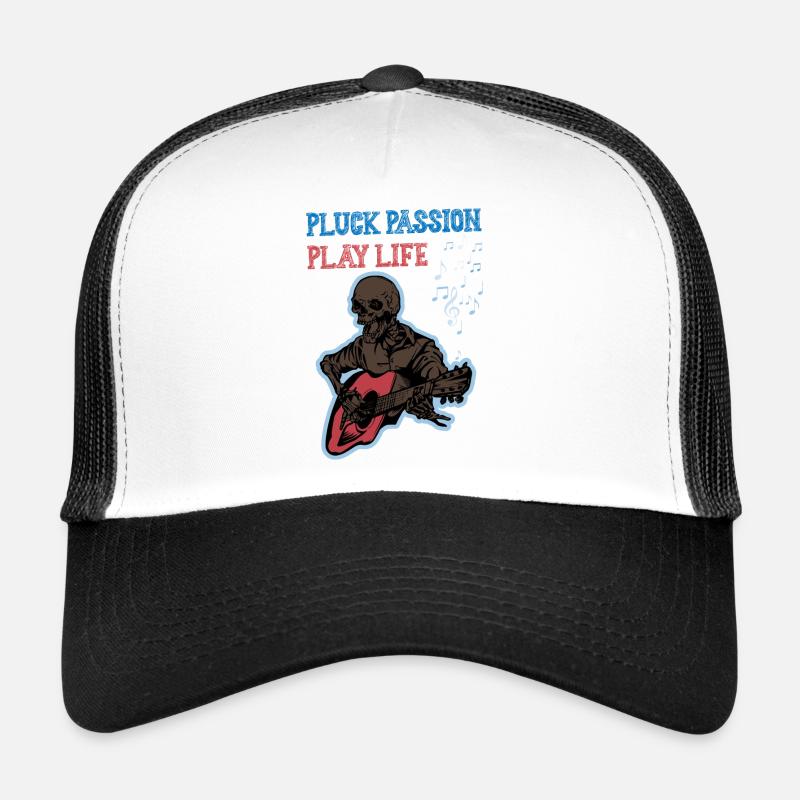 skeleton play guitar Trucker Cap