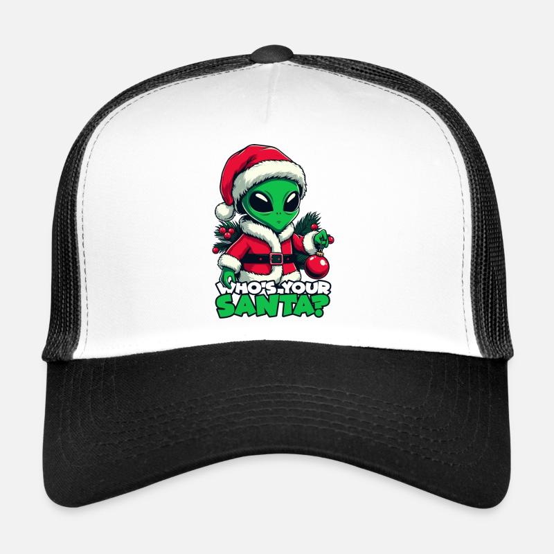Père Noël Alien - Casquette trucker  - blanc/noir