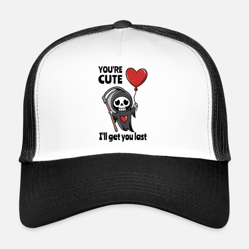 Süßer Sensenmann mit romantischem Herzen - Trucker Cap - Weiß/Schwarz