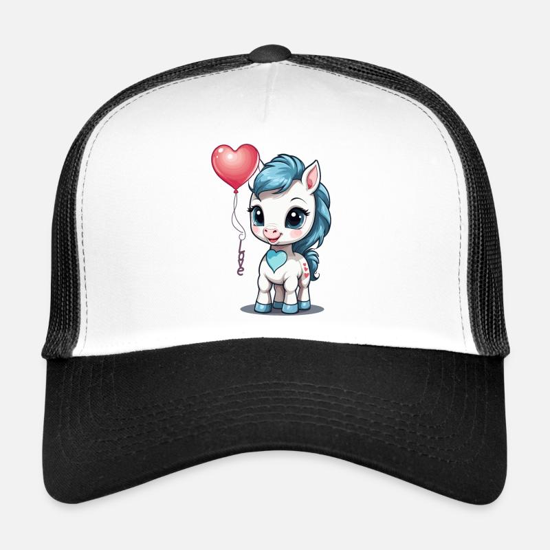 Poney mignon avec du coeur Casquette trucker 