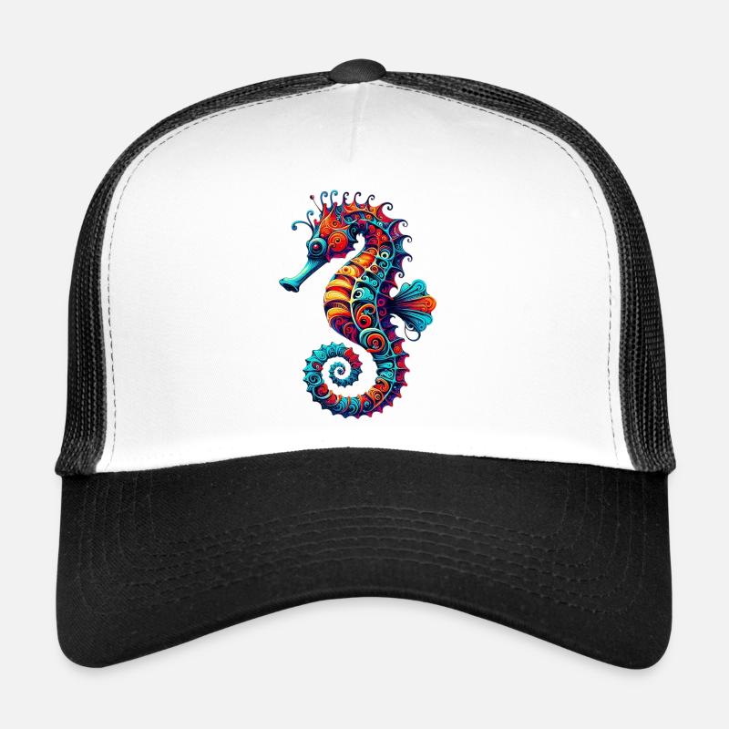 Seepferdchen - Trucker Cap - Weiß/Schwarz