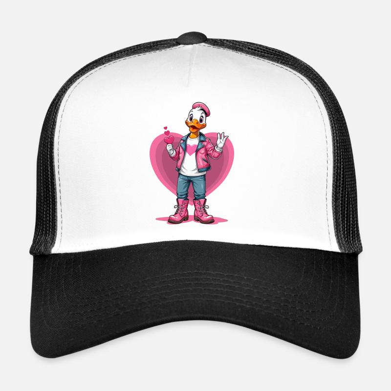 Cute duck with heart Trucker Cap