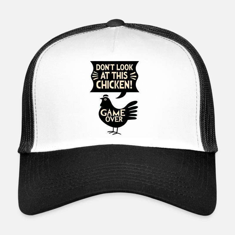 Ne regardez pas ce jeu de poulet Witziges - Casquette trucker  - blanc/noir
