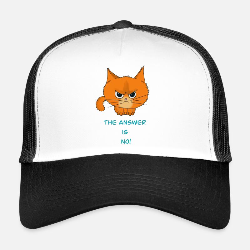 Cat: "The answer is no!" - Trucker Cap - white/black