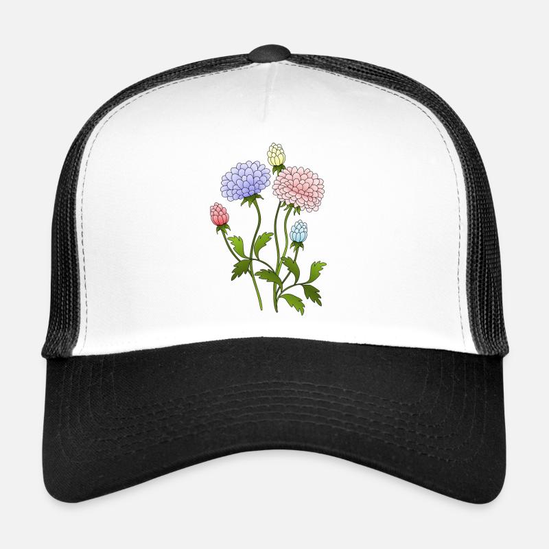 Blumen - Trucker Cap - Weiß/Schwarz