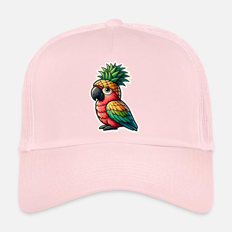 Petit perroquet mignon avec chapeau ananas Casquette trucker 
