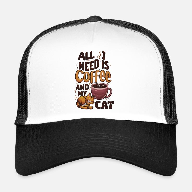 café et chat pour une bonne journée Casquette trucker 