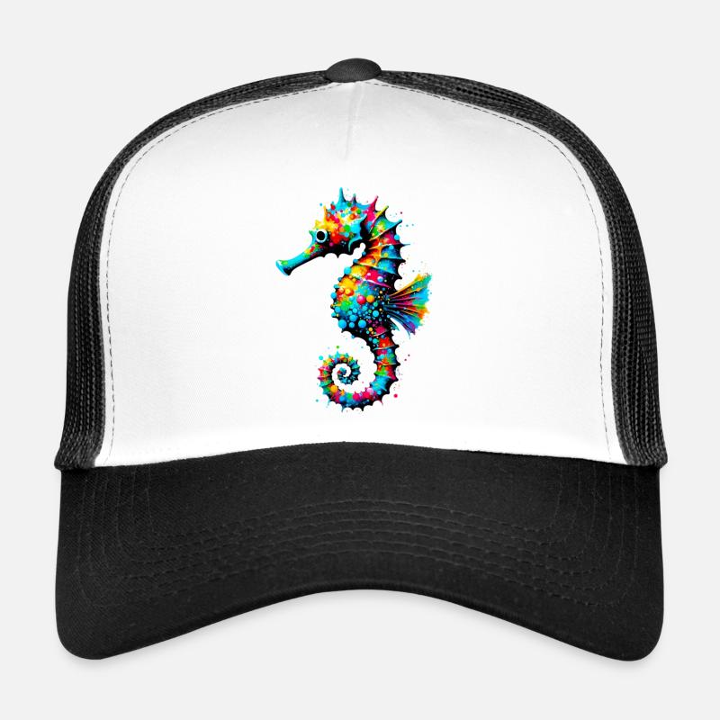 Seepferdchen - Trucker Cap - Weiß/Schwarz