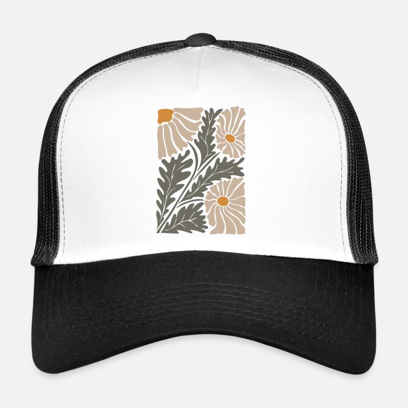 Retro Groovy Flowers - Trucker Cap - white/black