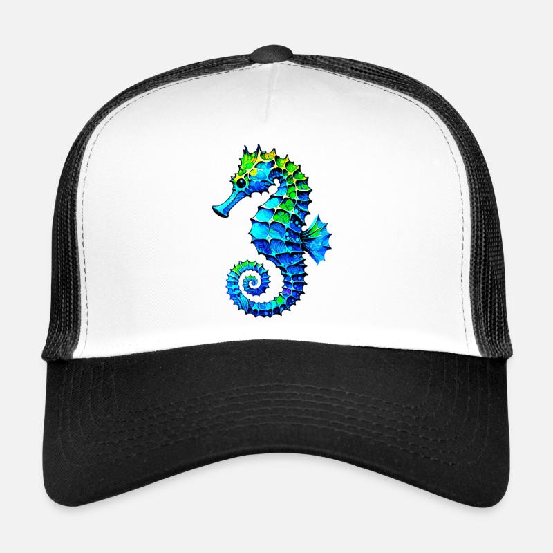 Hippocampe - Casquette trucker  - blanc/noir
