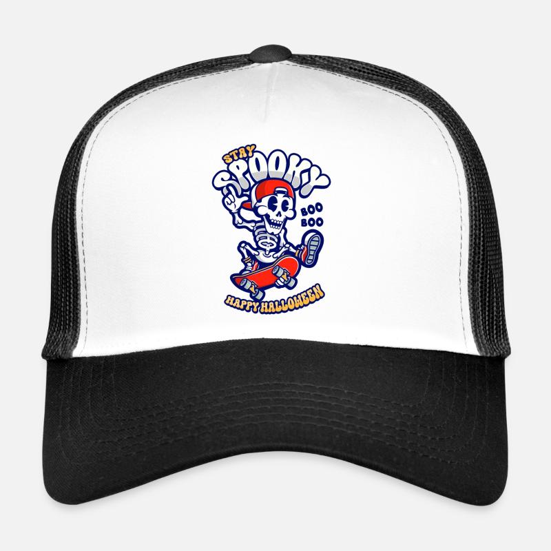 Halloween Skeleton Rides Skateboard Casquette trucker 