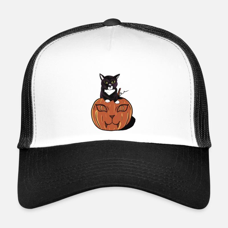 Halloween Schwarze Katze - Trucker Cap - Weiß/Schwarz