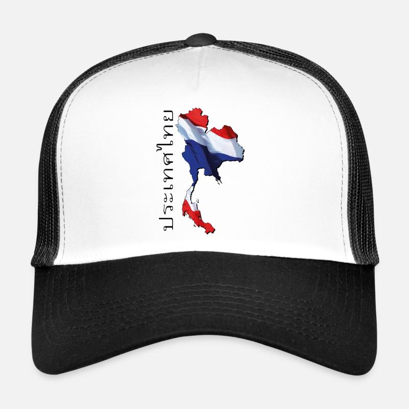 Drapeau de la Thaïlande sur la carte de la Thaïlande TH Casquette trucker 