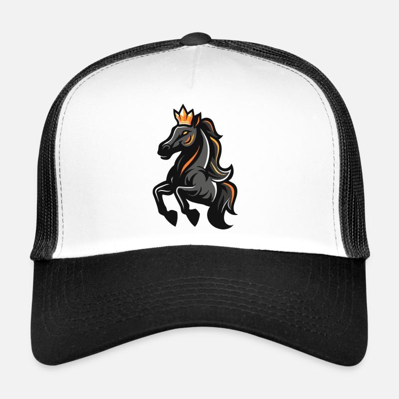 Pferd Cartoon Krone - Trucker Cap - Weiß/Schwarz