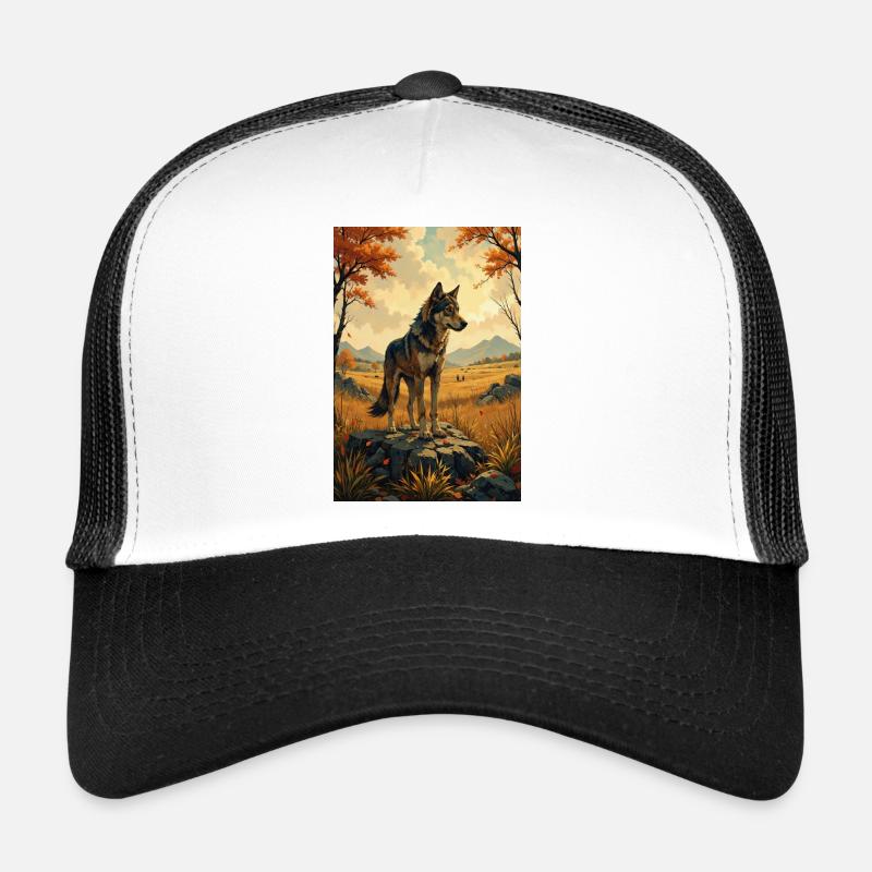 L’image du loup - Casquette trucker  - blanc/noir