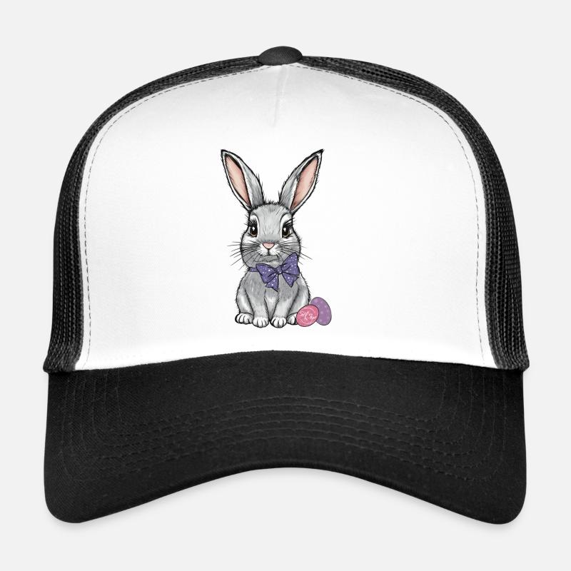 Mignon lapin de Pâques avec noeud violet Casquette trucker 