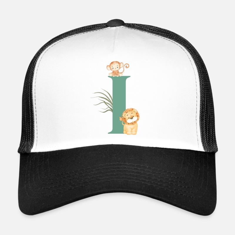 Lettre i vert animaux jungle Casquette trucker 