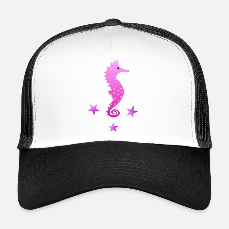 rosa Seepferdchen Wasserratte Schwimmabzeichen - Trucker Cap - Weiß/Schwarz