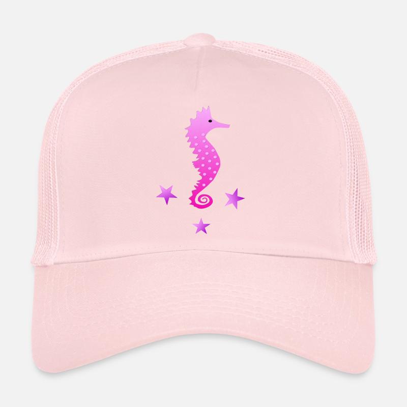 rosa Seepferdchen Wasserratte Schwimmabzeichen Trucker Cap