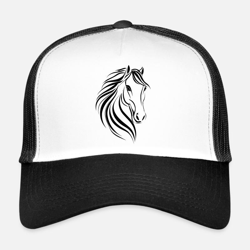Dessin délicat de cheval en noir Casquette trucker 
