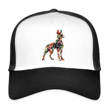 Doberman chien chien dictons patte chien propriétaire - Casquette trucker  - blanc/noir - Devant