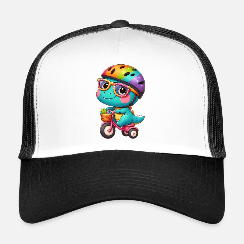 Petit dino avec vélo et casque Casquette trucker 