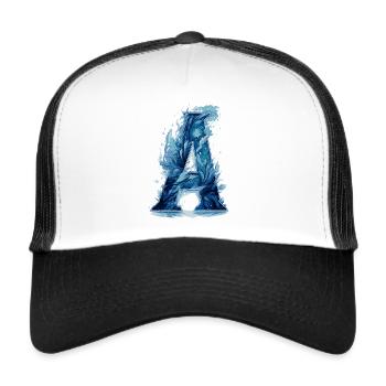 Nom avec une lettre - Casquette trucker  - blanc/noir - Devant
