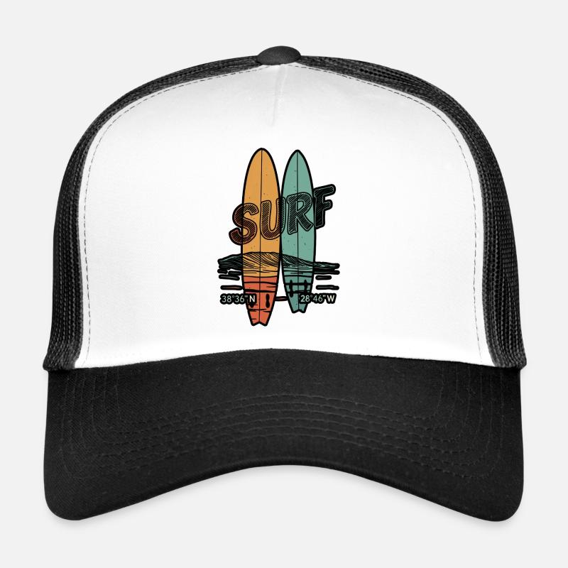 Retro Surfboards - Trucker Cap - Weiß/Schwarz