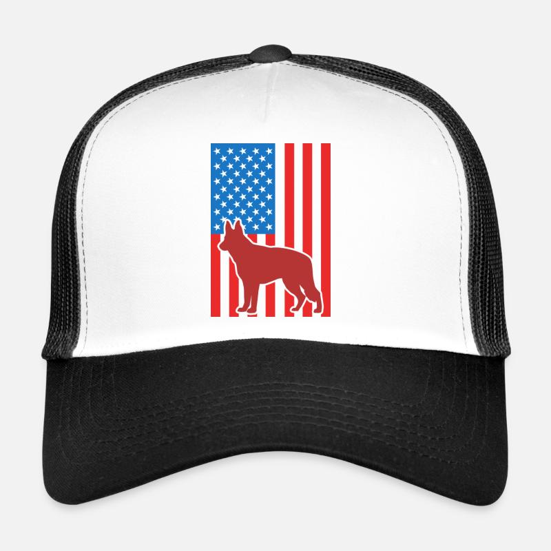 German Shepherd US Flag Trucker Cap