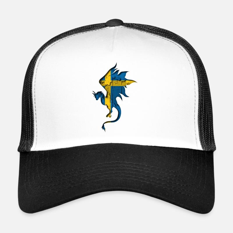 Drapeau de la Suède - Suède - Silhouette de dragon Casquette trucker 