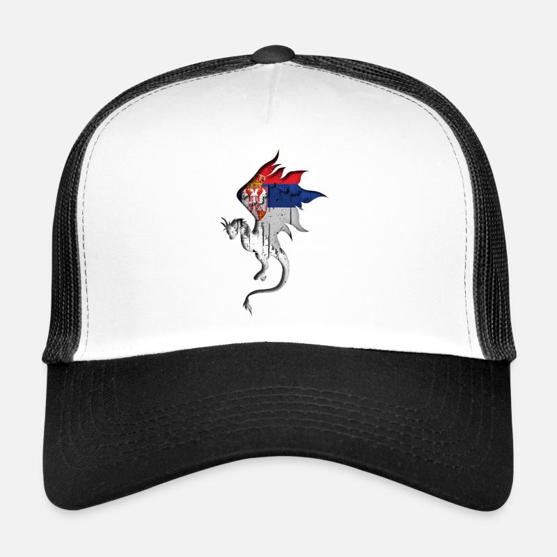 Drapeau de la Serbie - Serbe - Silhouette de dragon Casquette trucker 