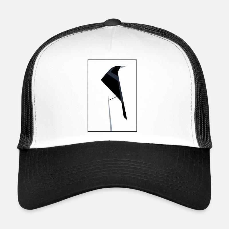 Silhouette abstraite d’Ibis - Casquette trucker  - blanc/noir