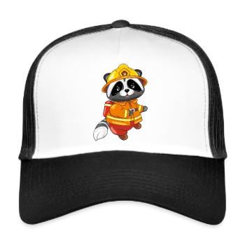 Süßer Waschbär ist Feuerwehrmann - Trucker Cap - Weiß/Schwarz - Vorne