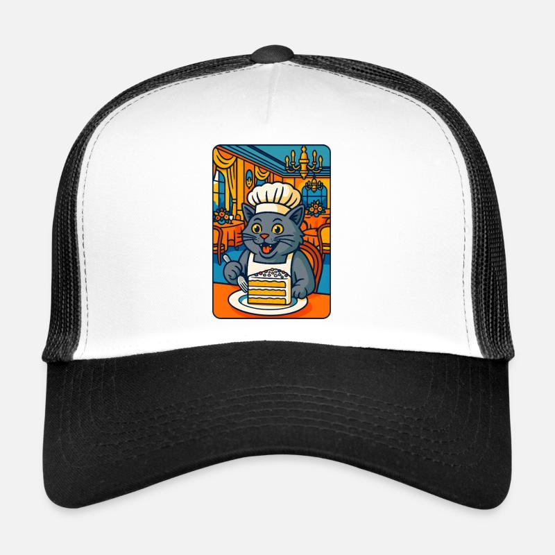 Culinary Cat Chef Illustration, Love Cats Cooking  Trucker Cap