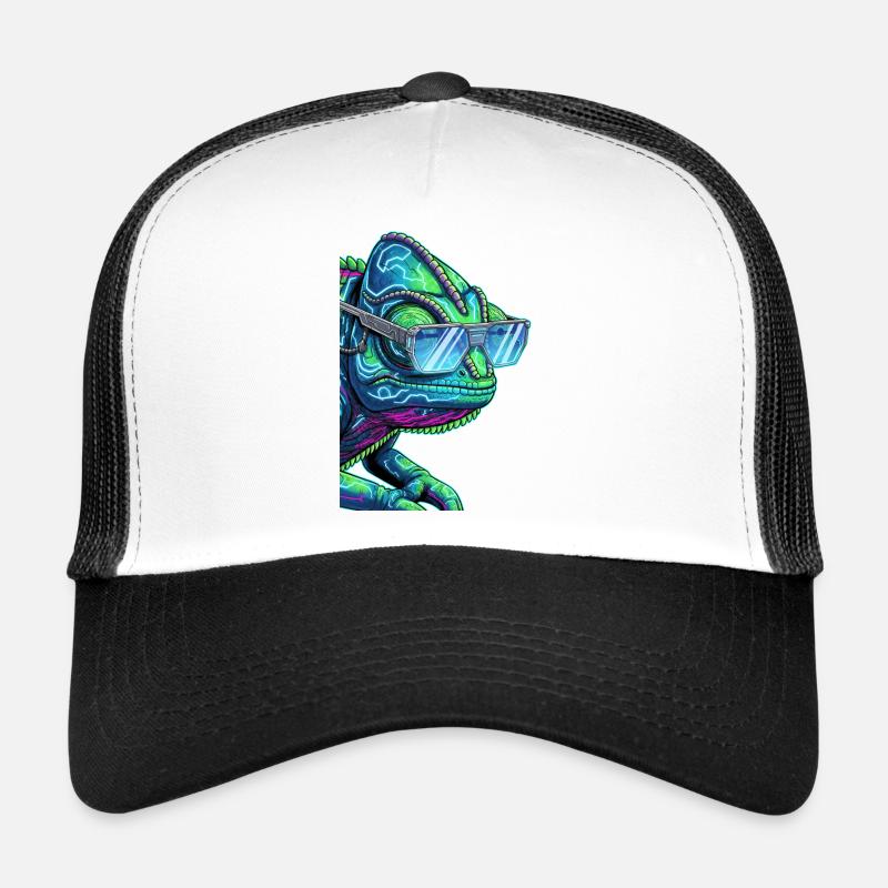 Cyber caméléon avec des lunettes de soleil Casquette trucker 