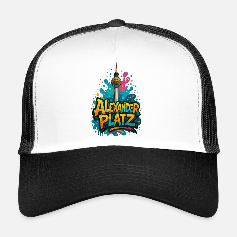 Alexanderplatz Berlin Graffiti City Design - Trucker Cap - white/black