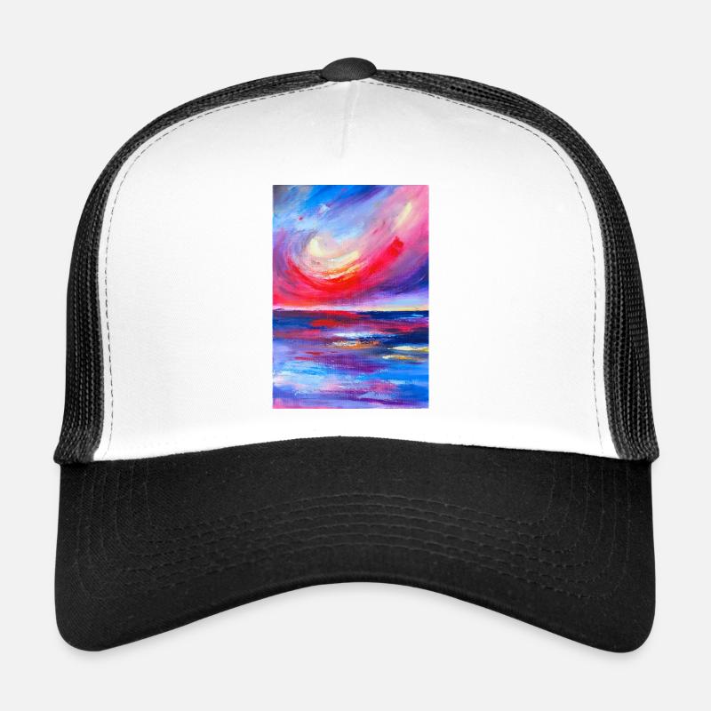 Lebendiges Sonnenaufgangs-Seelandschafts-Kunstwerk Trucker Cap